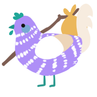 A lilac and cream chicken with a bar pattern