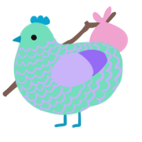 A mint and lilac chicken with a lace pattern