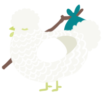 A white chicken with a lace pattern