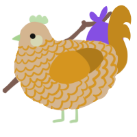 A beige and ochre chicken with a lace pattern