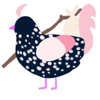 A tumblr and rose chicken with a speckle pattern