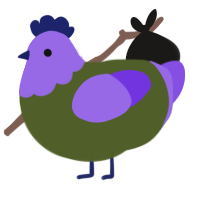 A olive and blurple chicken with a head pattern