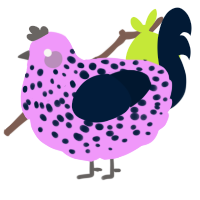 A lavender and tumblr chicken with a speckle pattern