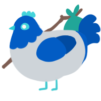 A mist and ultramarine chicken with a head pattern