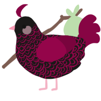 A sable and maroon chicken with a double-lace pattern