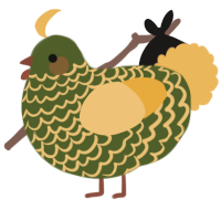 A olive and honey chicken with a lace pattern