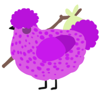 A orchid and amethyst chicken with a speckle pattern