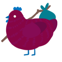 darling, a maroon and wine chicken with a bar pattern