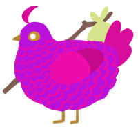 A amethyst and fuchsia chicken with a lace pattern