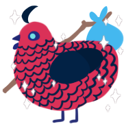 Gigi, a crimson and tumblr chicken with a lace pattern