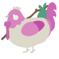 A mist and orchid chicken with a head pattern