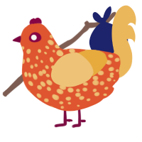 A vermilion and honey chicken with a speckle pattern