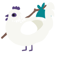 A white chicken with a neck-speckle pattern