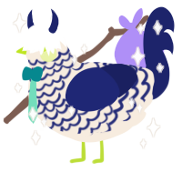 A cream and navy chicken with a lace pattern
