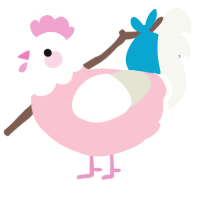 A rose and white chicken with a head pattern