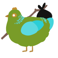 A chartreuse and aqua chicken with a neck-band pattern