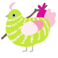 (unnamed), a lime and rose chicken with a bar pattern