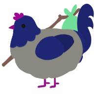 A ash and navy chicken with a head pattern
