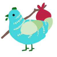 A aqua and gluppy chicken with a half-bar pattern