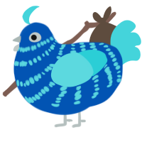 A ultramarine and aqua chicken with a bar pattern