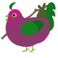 A fuchsia and leaf chicken with a double-lace pattern