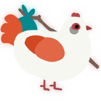 A white and vermilion chicken