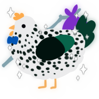 A black and rose chicken with a speckle pattern