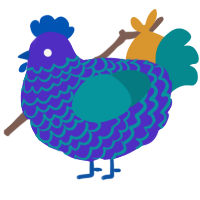 A indigo and teal chicken with a lace pattern