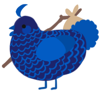 A navy and ultramarine chicken with a lace pattern