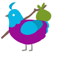 A plum and cerulean chicken with a head pattern
