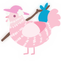 A rose chicken with a bar pattern