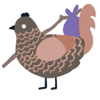 dried turd, a bark and vermilion chicken with a lace pattern