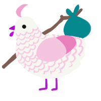 A white and pink chicken with a lace pattern
