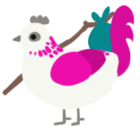 Cranberry, a white and fuchsia chicken with a neck-speckle pattern
