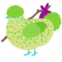 A lemon and grass chicken with a speckle pattern