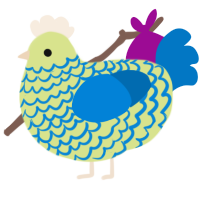 A lemon and sapphire chicken with a lace pattern
