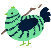 A spring and tumblr chicken with a bar pattern