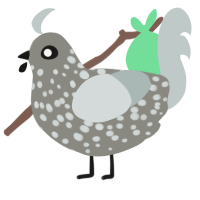 A ash and silver chicken with a speckle pattern