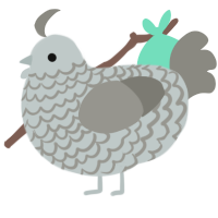 A silver and ash chicken with a lace pattern