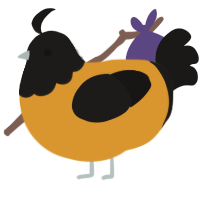 Oriole, a orange and sable chicken with a head pattern
