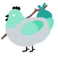 A mist and mint chicken with a head pattern
