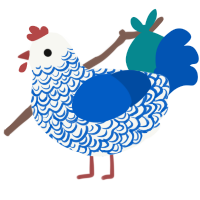A white and ultramarine chicken with a double-lace pattern
