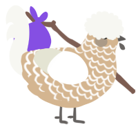 A beige and white chicken with a lace pattern