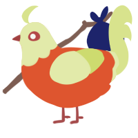 A vermilion and lemon chicken with a head pattern