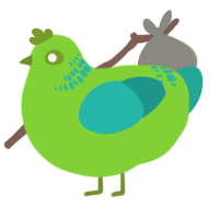 A grass and turquoise chicken with a neck-band pattern