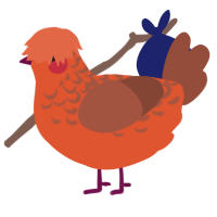 (unnamed), a vermilion and russet chicken with a half-lace pattern