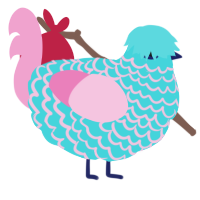 A aqua and pink chicken with a lace pattern