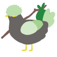 A grey and gluppy chicken