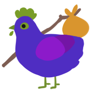 A indigo and violet chicken