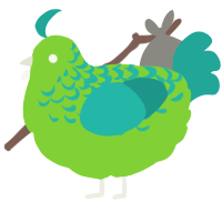 A grass and turquoise chicken with a half-lace pattern